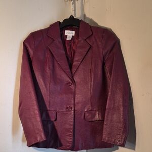 Chadwicks Women's Burgundy Leather Blazer